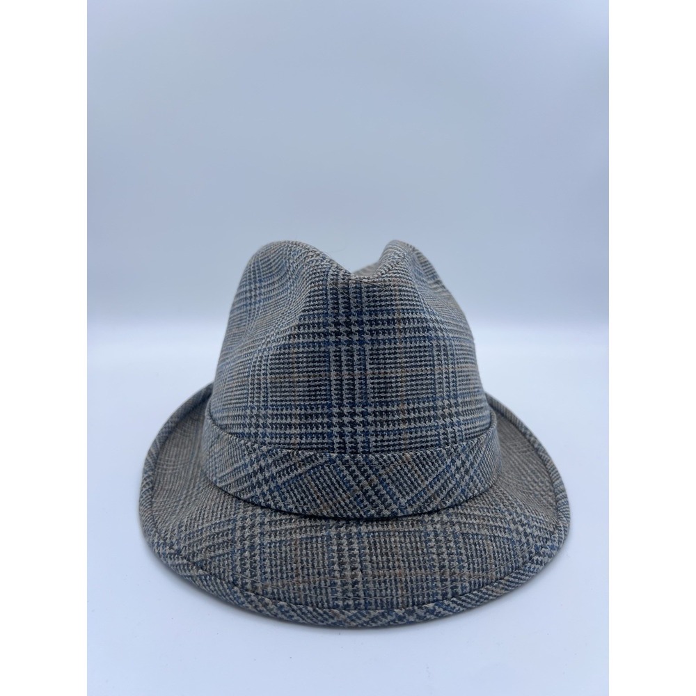 Knox Fedora‎ Hat Gray Plaid Glen Check Vintage Style Mens Trilby Hat Vintage